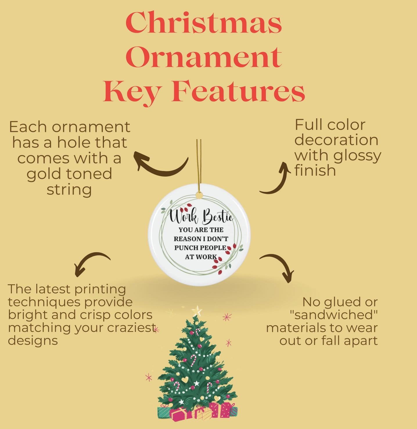 Funny Christmas Ornament - Bah Fucking Humbug, Sarcastic Holiday Decor, Quirky Xmas Gift, Humorous Tree Decoration, Edgy Christmas Ornament