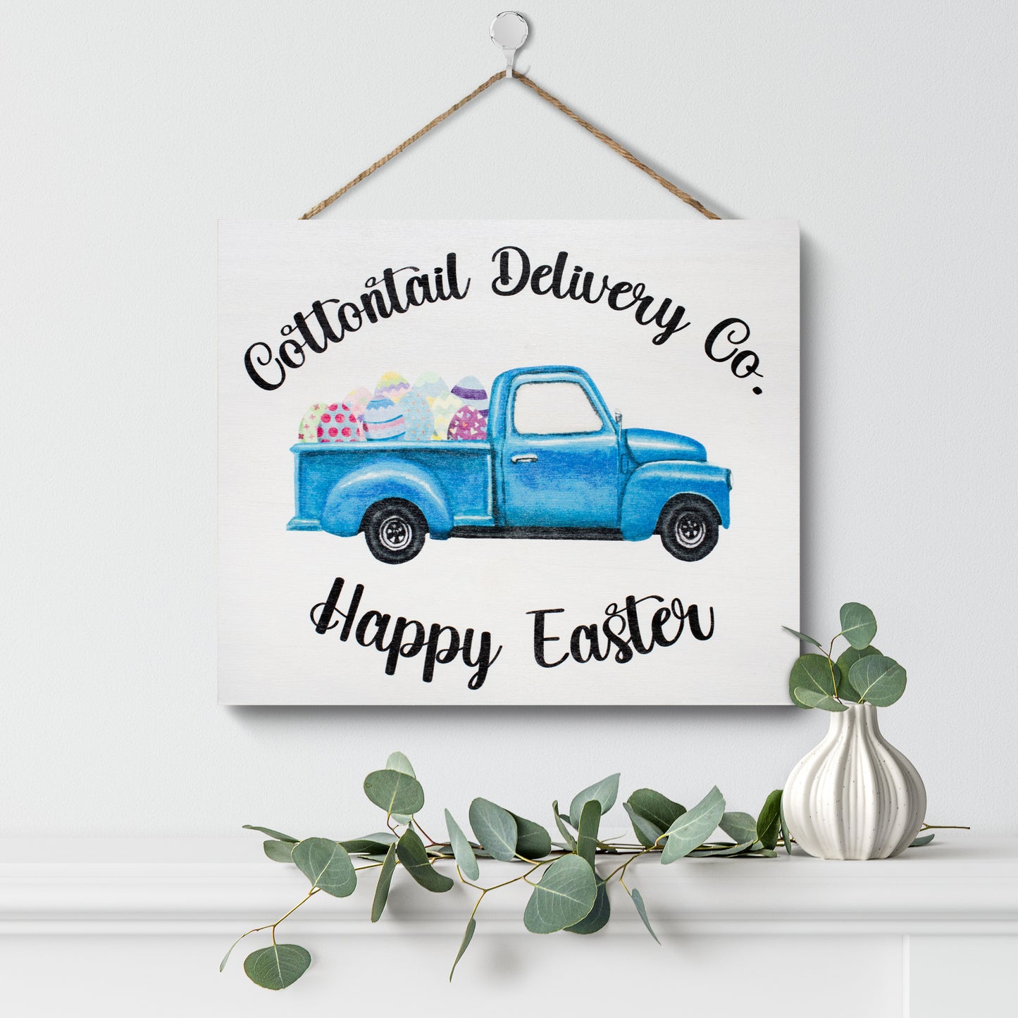 Cottontail Delivery Co Happy Easter Hanging Door Sign.
