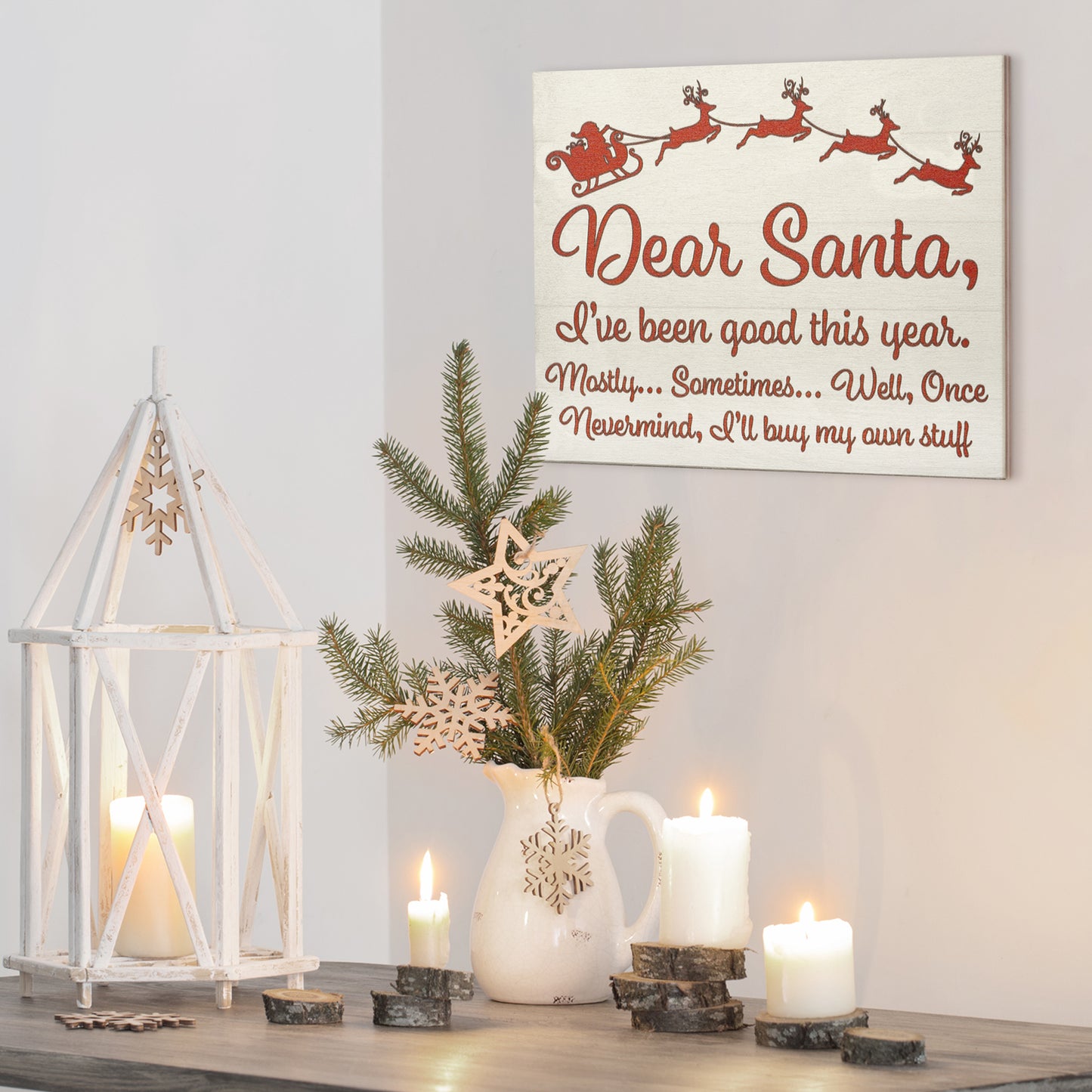 Dear Santa I've Been Good Funny Wood Sign, Christmas Decorations, Cute Christmas Decor, Holiday Decor, American Made