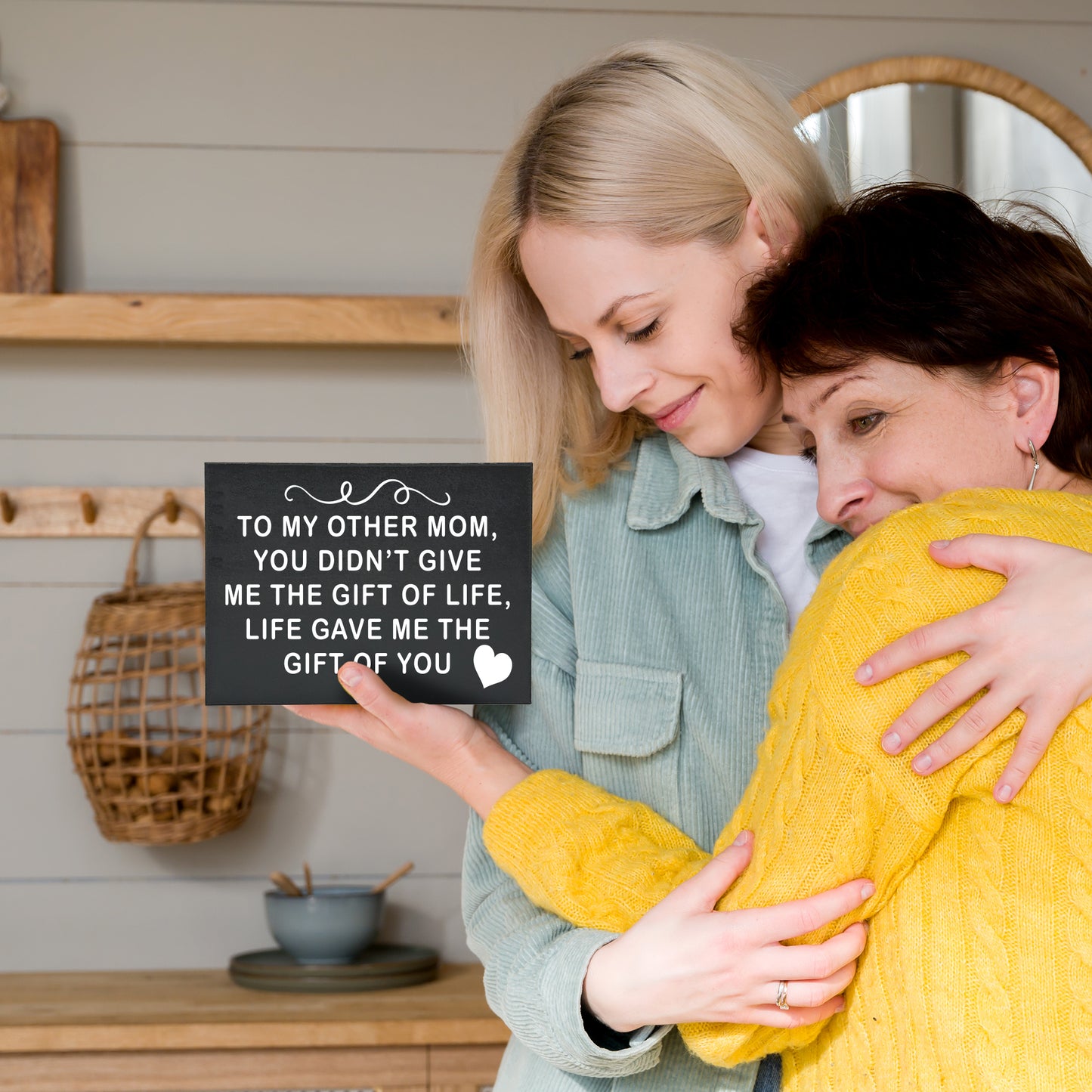 JennyGems To My Other Mom, Life Gave Me the Gift Of You Sign, Bonus Mom Gifts, Stepmom Gifts for Christmas Birthday, Foster Mom Gifts