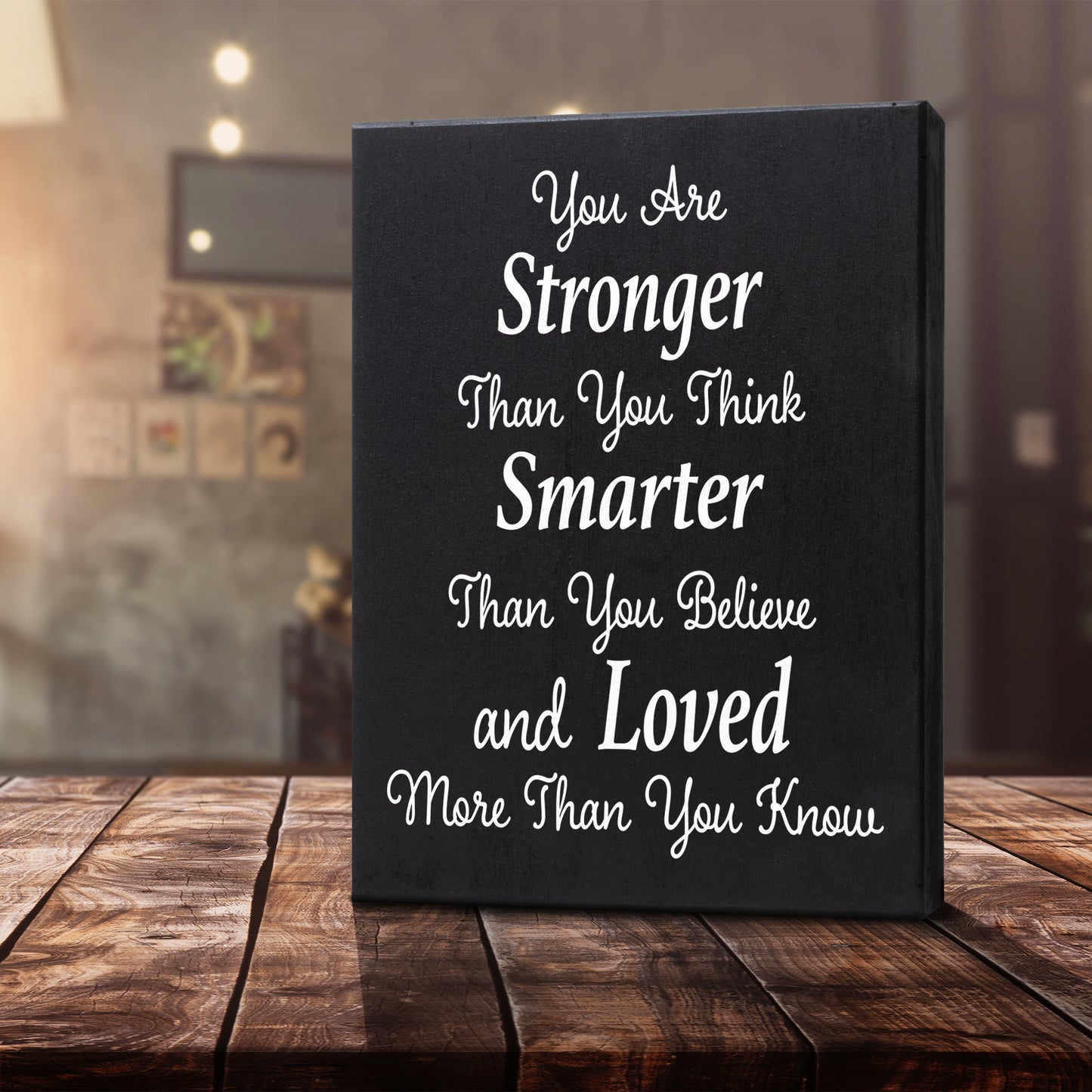 JennyGems You Are Stronger Than You Think Sign, Encouragement Gifts for Women, Inspirational Gifts Farmhouse Decor Signs, Best Friend Gifts, Desk Decor Positive Motivational Quotes