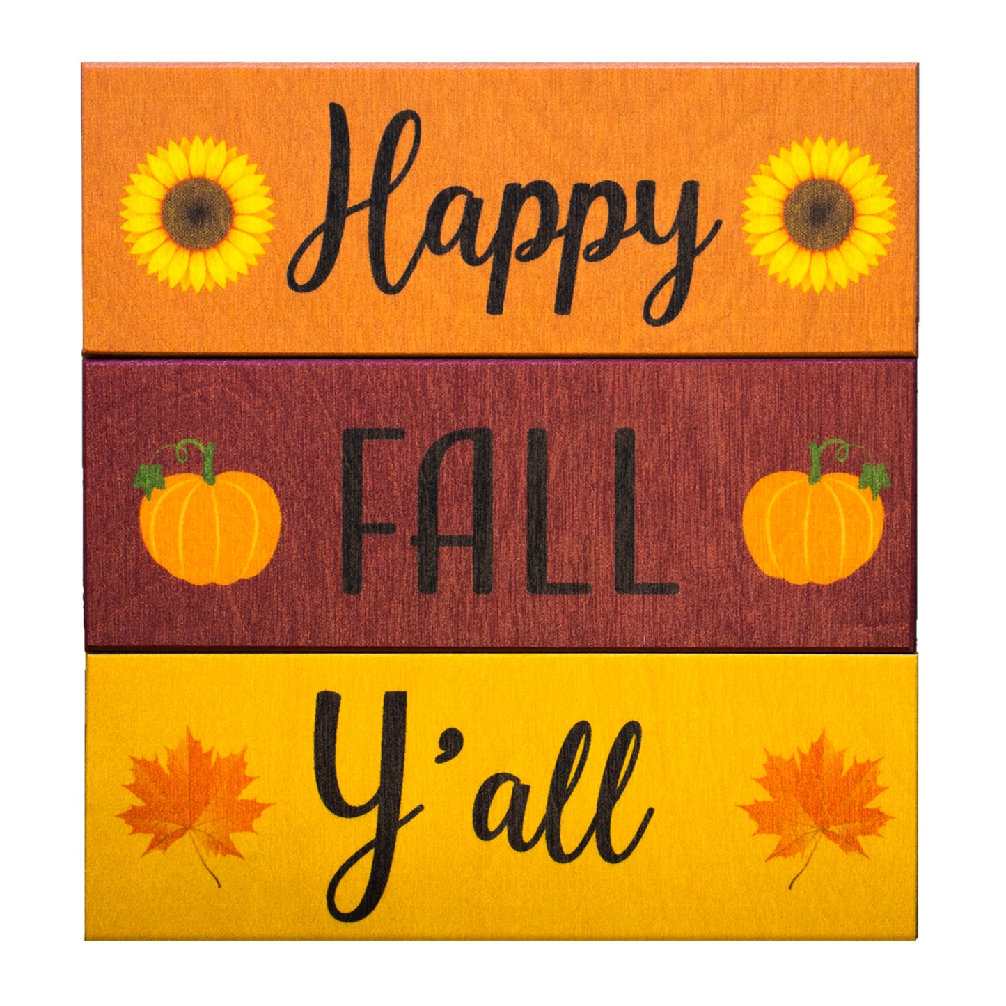 JennyGems Fall Decor, Happy Fall Y’all Wooden Block Signs, Fall Tiered Tray, Fall Decorations for Home, Autumn Thanksgiving Decorations, Maple Leaf Pumpkin, Made in USA
