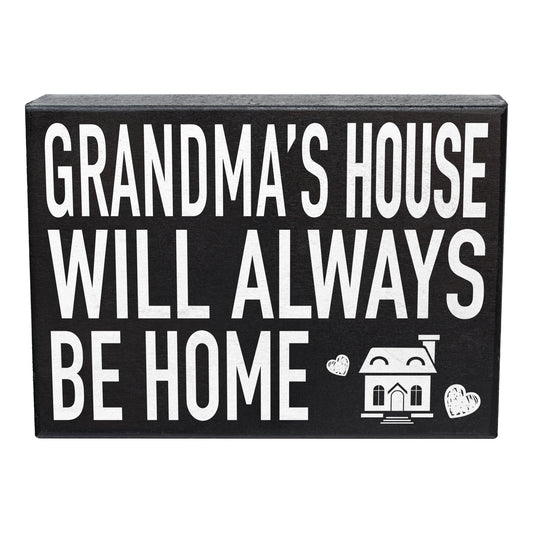 JennyGems Grandma's House Will Always Be Home Wooden Sign, Gift for Grandma, Wall Hanging and Shelf Decor, Made in USA