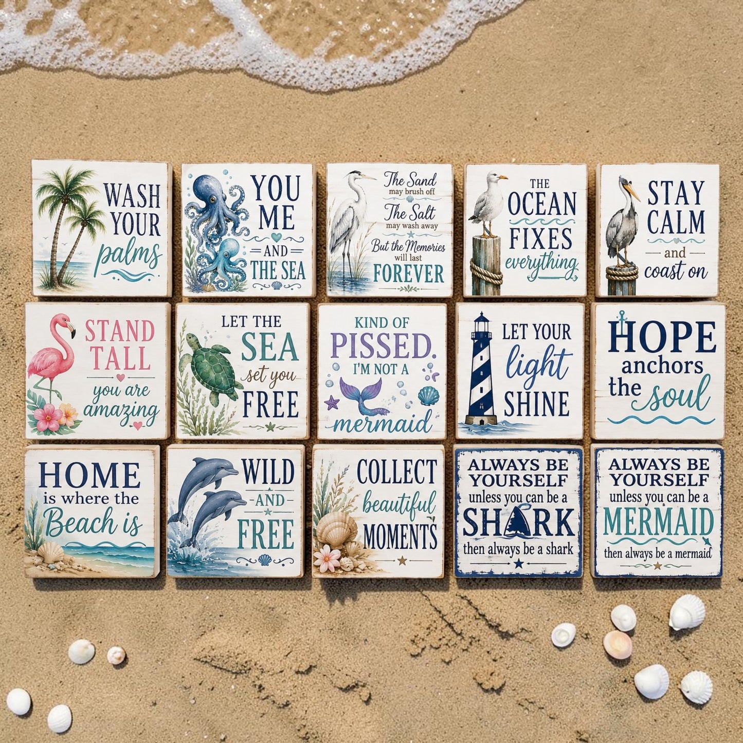 Funny Mermaid Coffee Sign: Sea Hag Wooden Decor, Beach House Gift