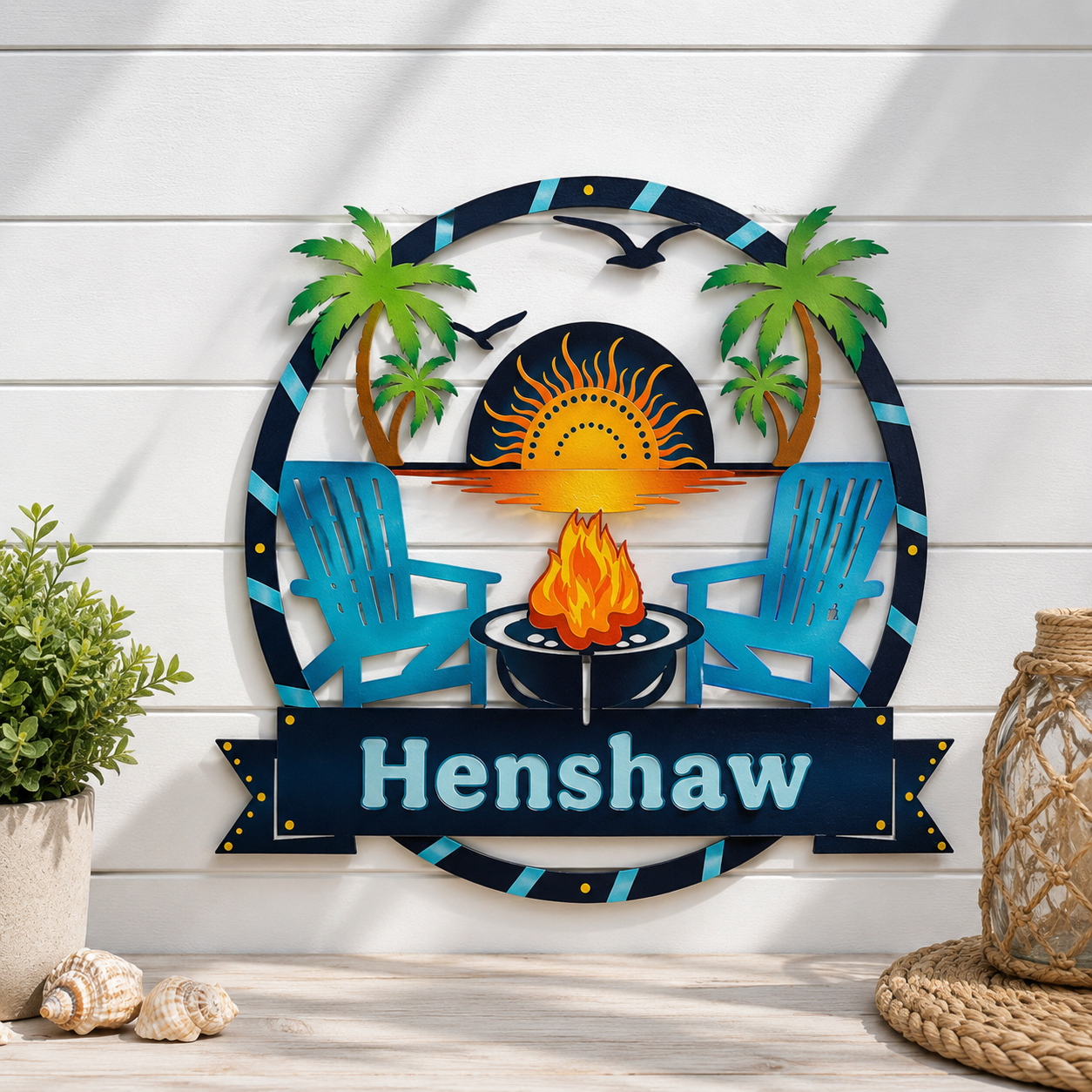 Outdoor Beach House Sign and Statement Piece, Personalized