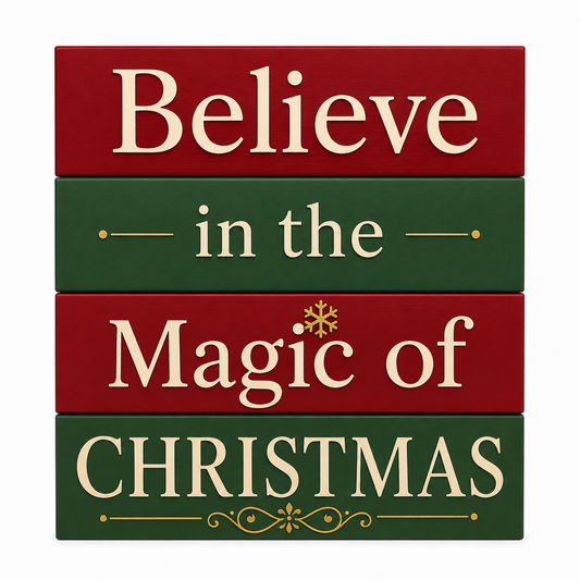 Believe in the Magic of Christmas 4pc Wooden Mini Blocks