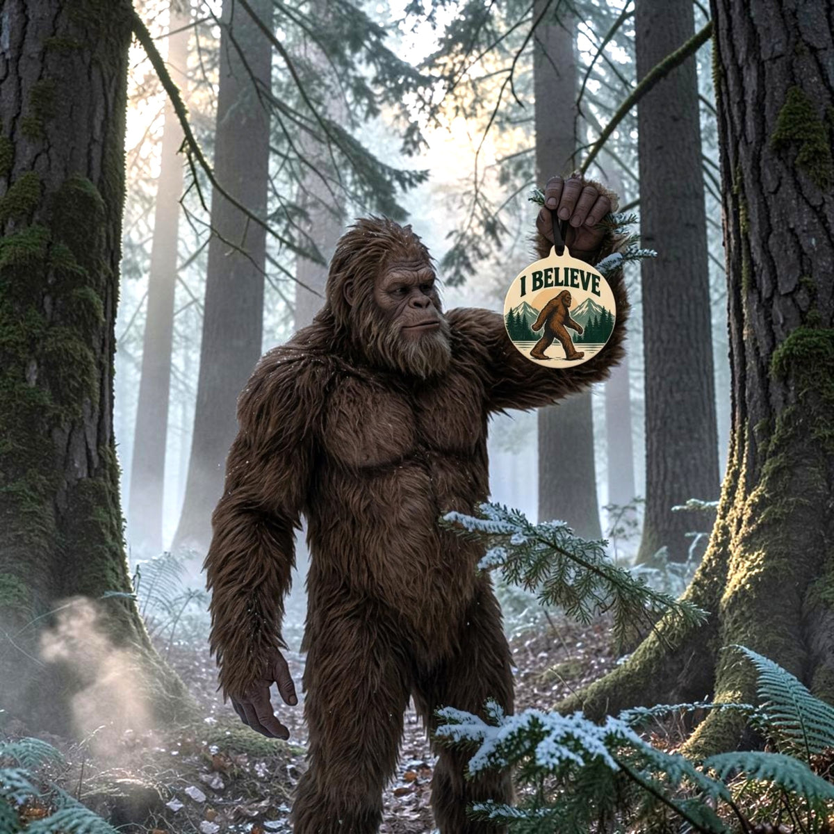 Bigfoot I Believe Christmas Ornament