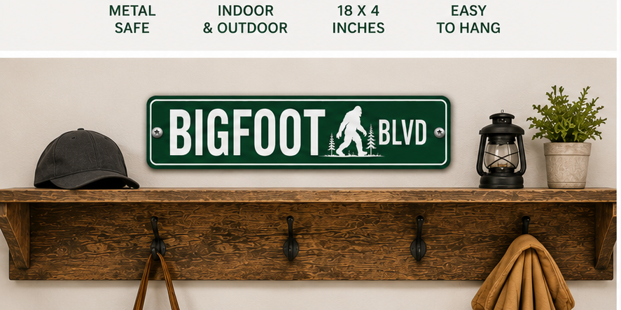 Bigfoot Street Sign, Metal - Indoor / Outdoor