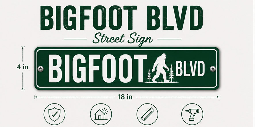 Bigfoot Street Sign, Metal - Indoor / Outdoor