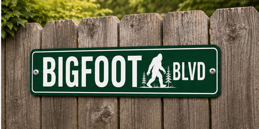 Bigfoot Street Sign, Metal - Indoor / Outdoor