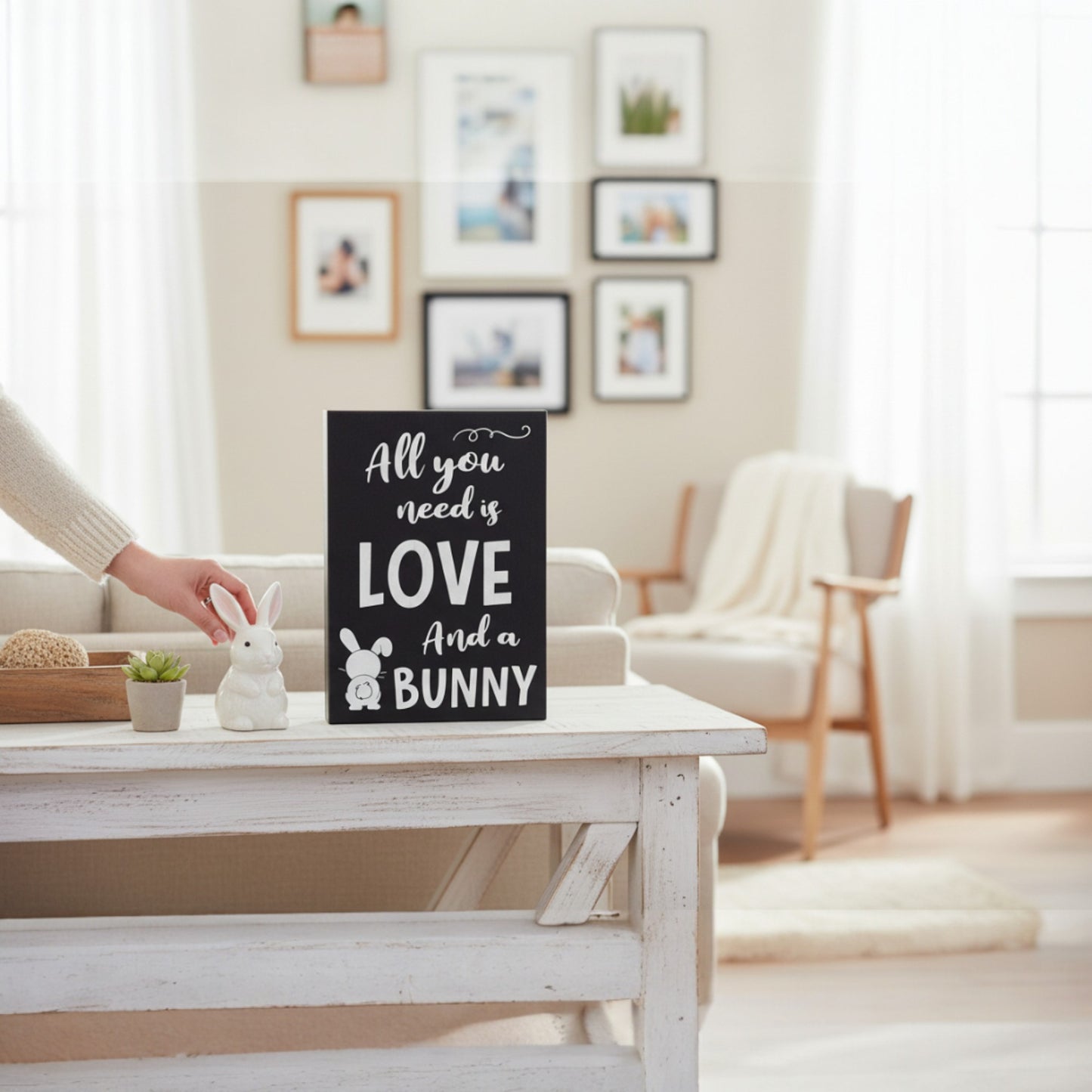All You Need Is Love and a Bunny Wood Sign