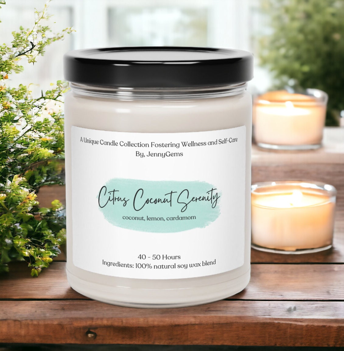 Coconut Scented Soy Candle for Wellness & Self Care – Relaxing Spa Candle for Tranquility, Stress Relief, and Meditation