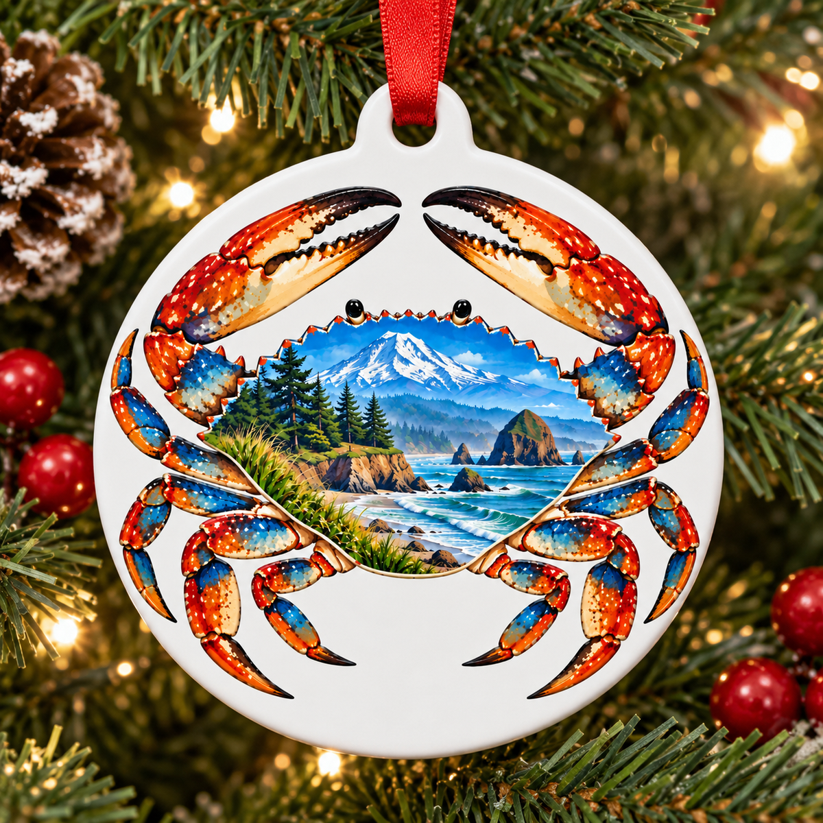 Dungeness Crab Oregon Christmas Ornament