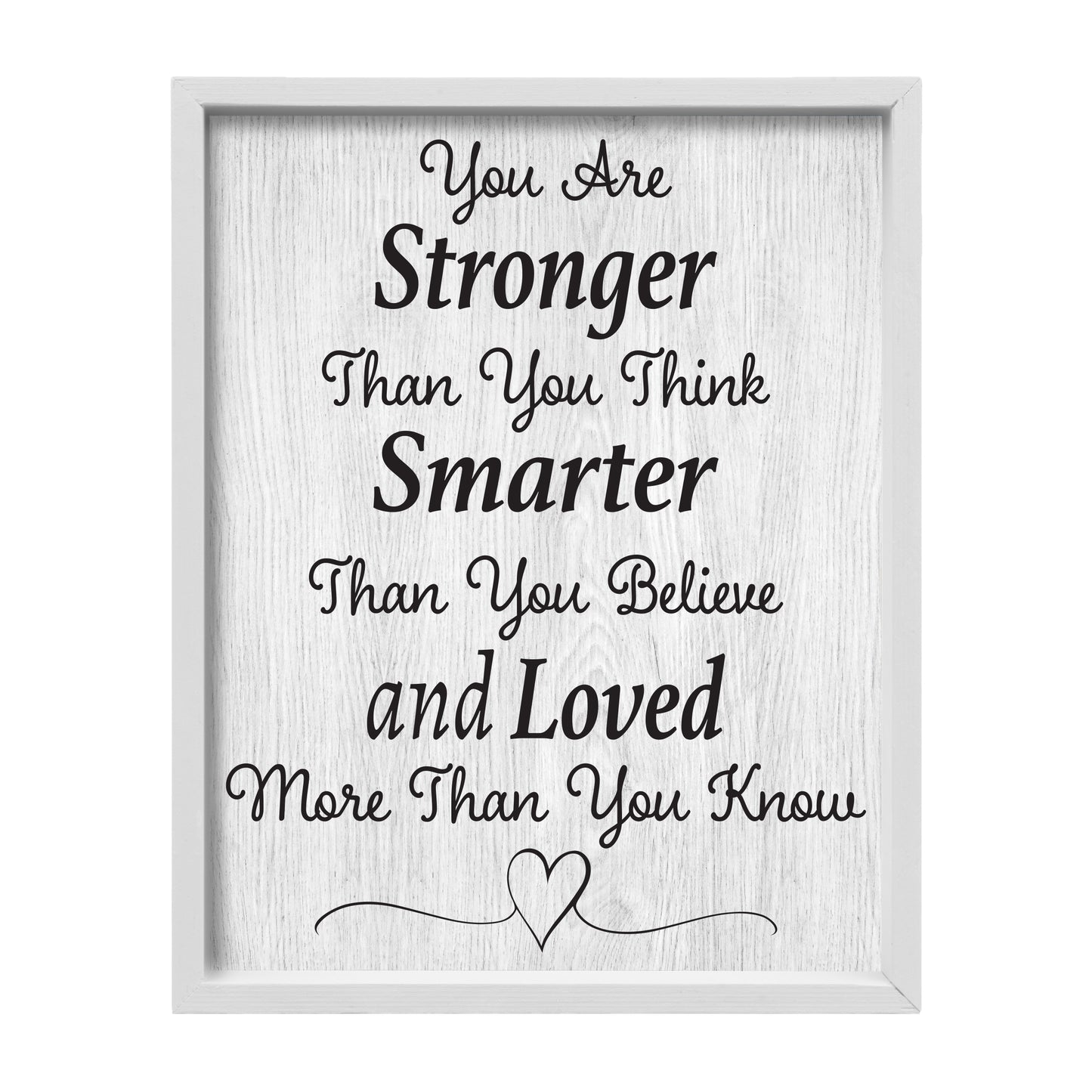 JennyGems You Are Stronger Than You Think Framed Wooden Sign, Inspirational Quote, Motivational Home and Office Decor, Encouragement, 16x20 Inches, Made in USA