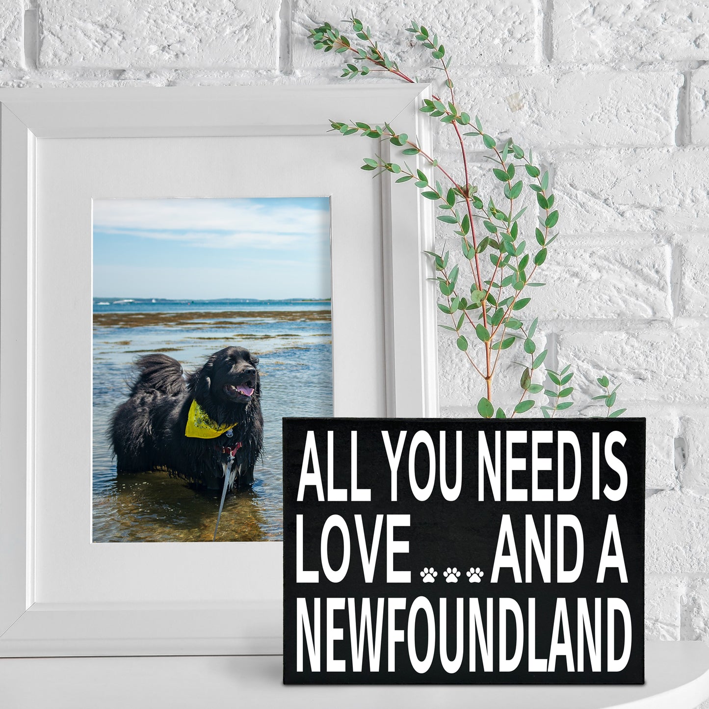 All You Need is Love and a NewFoundland Wooden Sign