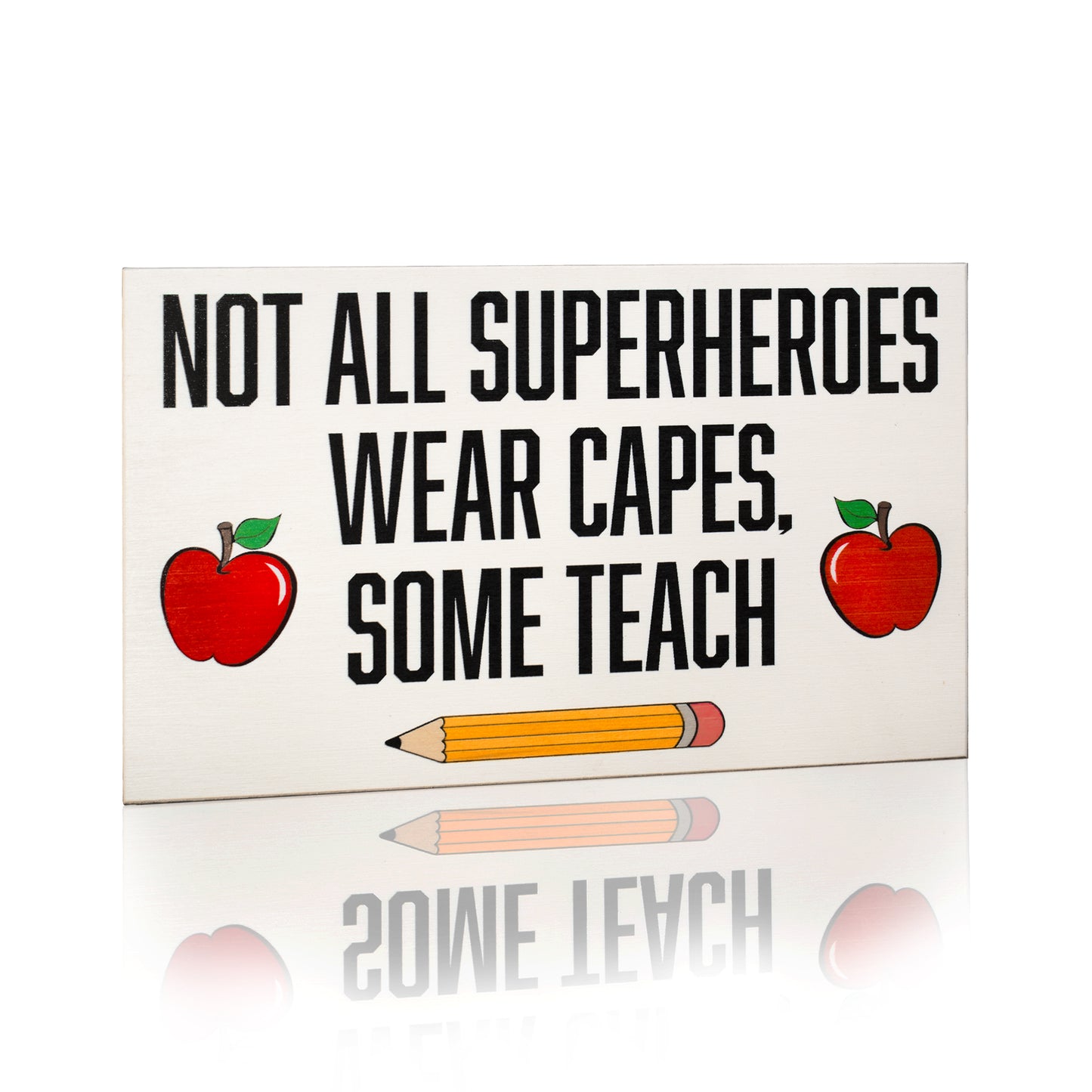 JennyGems Teacher Gifts, Not All Superheroes Wear Capes Some Teach Sign, Teacher Desk or Wall Art Sign, Teacher Appreciation Gifts, Gifts for Teachers, Teacher Plaques, 9.5x5.5 Inches, Made in USA