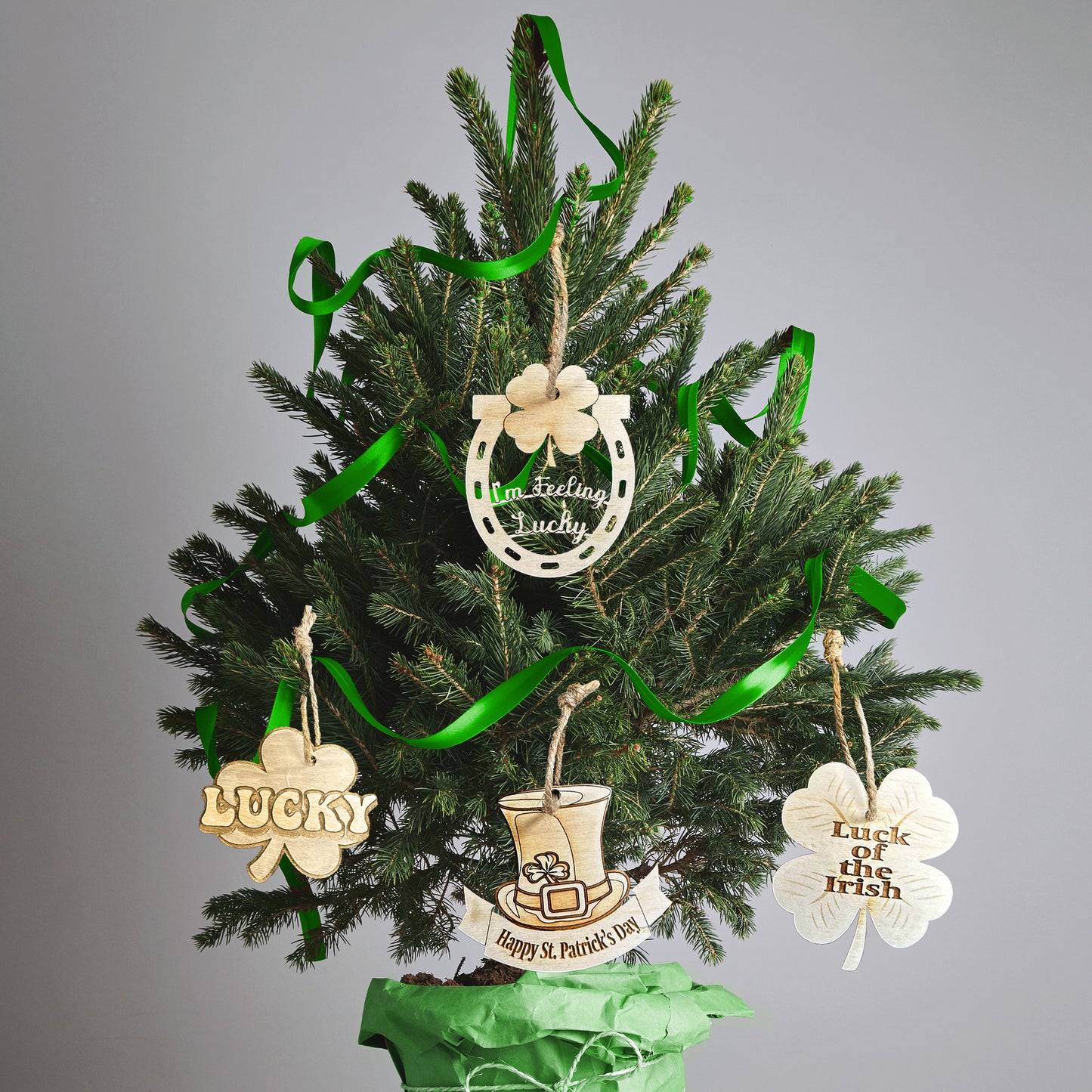 St. Patrick's Day Wooden Ornament Bundle, Set of 4 Unfinished Ornaments for DIY Crafts, Irish Decor and Gifts, Made in USA