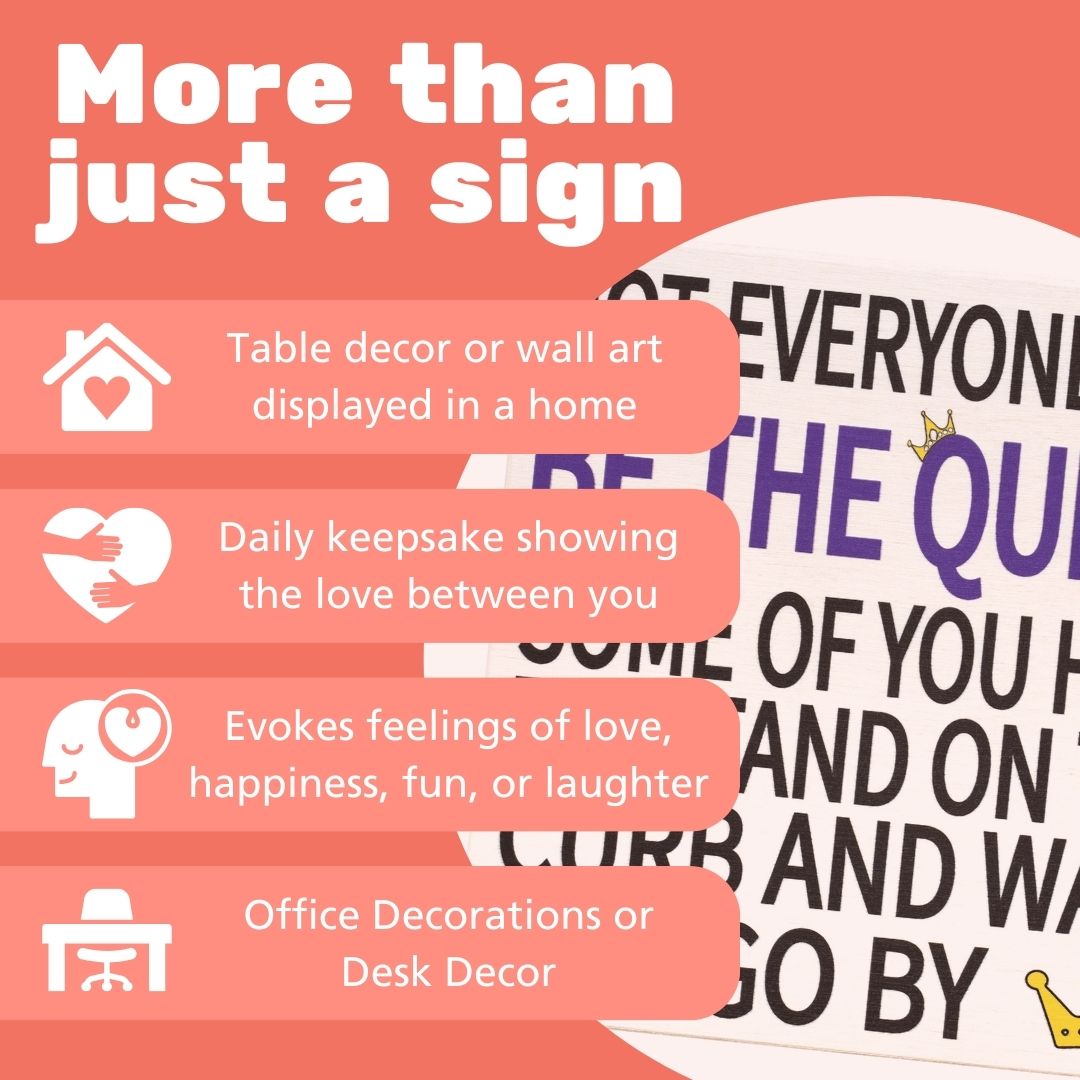 JennyGems Friend Gifts, Not Everyone Can Be the Queen Some Of You Have To Stand On the Curb and Wave As I Go By, Sarcastic Signs, Funny Signs, 5.5x5.5 Inch Wood Sign, Desk Decor, Gifts for Coworkers
