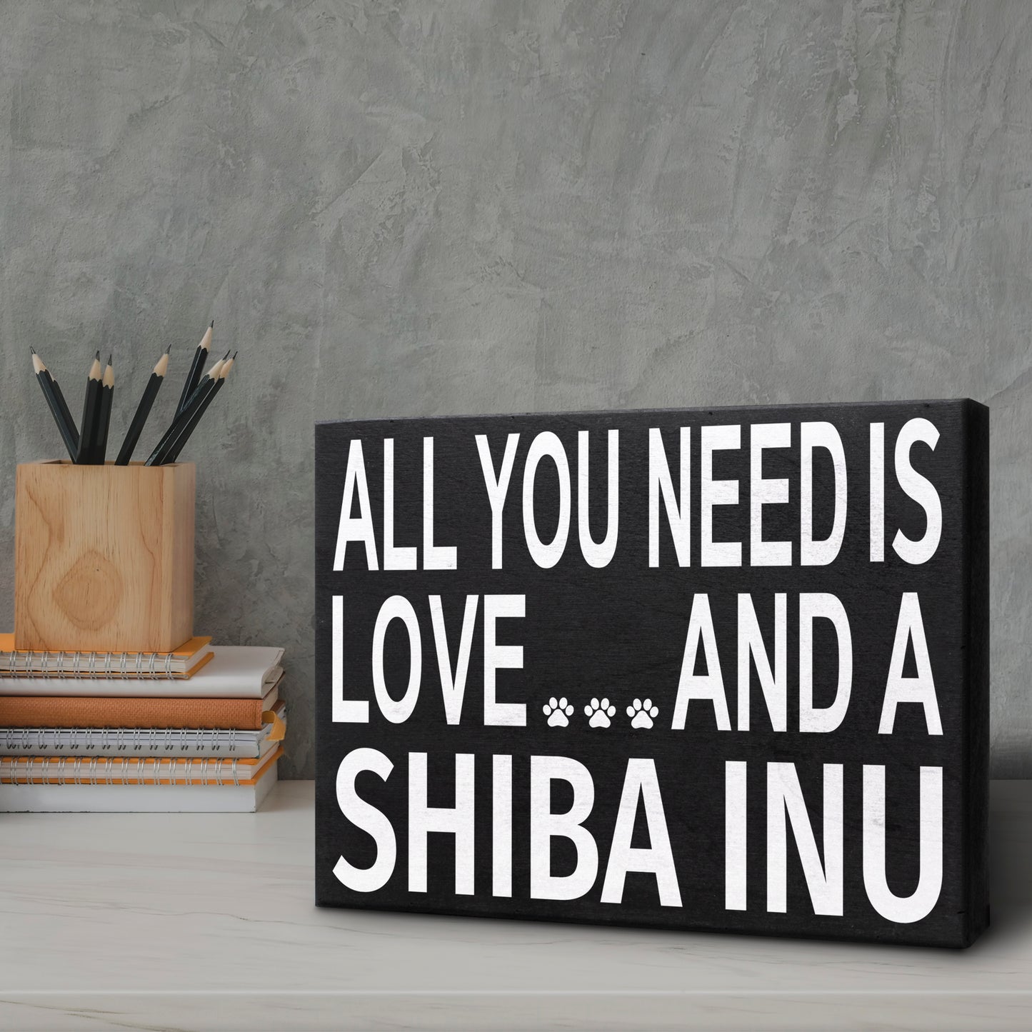 JennyGems Shiba Inu Sign, All You Need Is Love And A Shiba Inu Wood Sign, 8x6 Inches