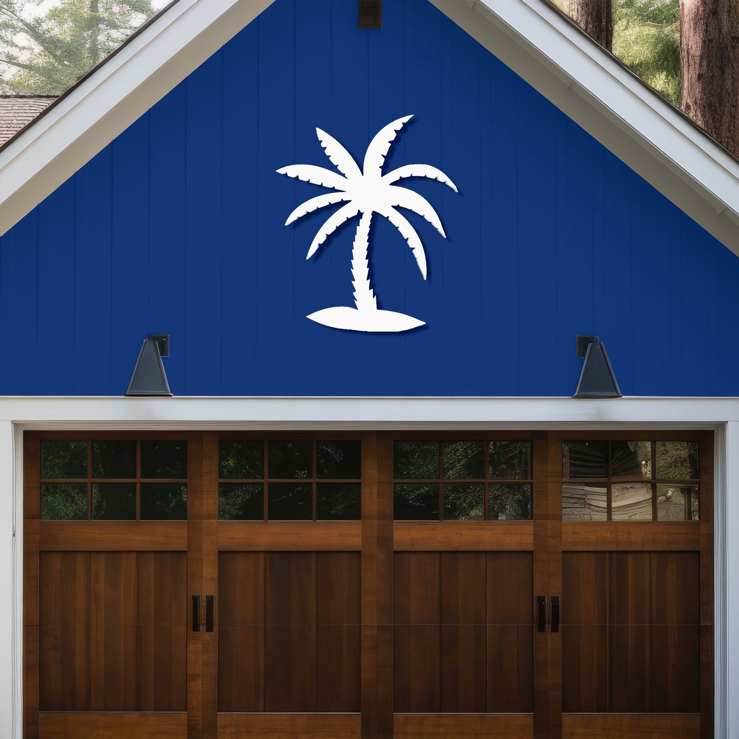 Outdoor Palm Tree Wall Art Beach House Decor – Tropical Palm Tree Sign – Weatherproof PVC Coastal Wall Hanging, 2 Foot