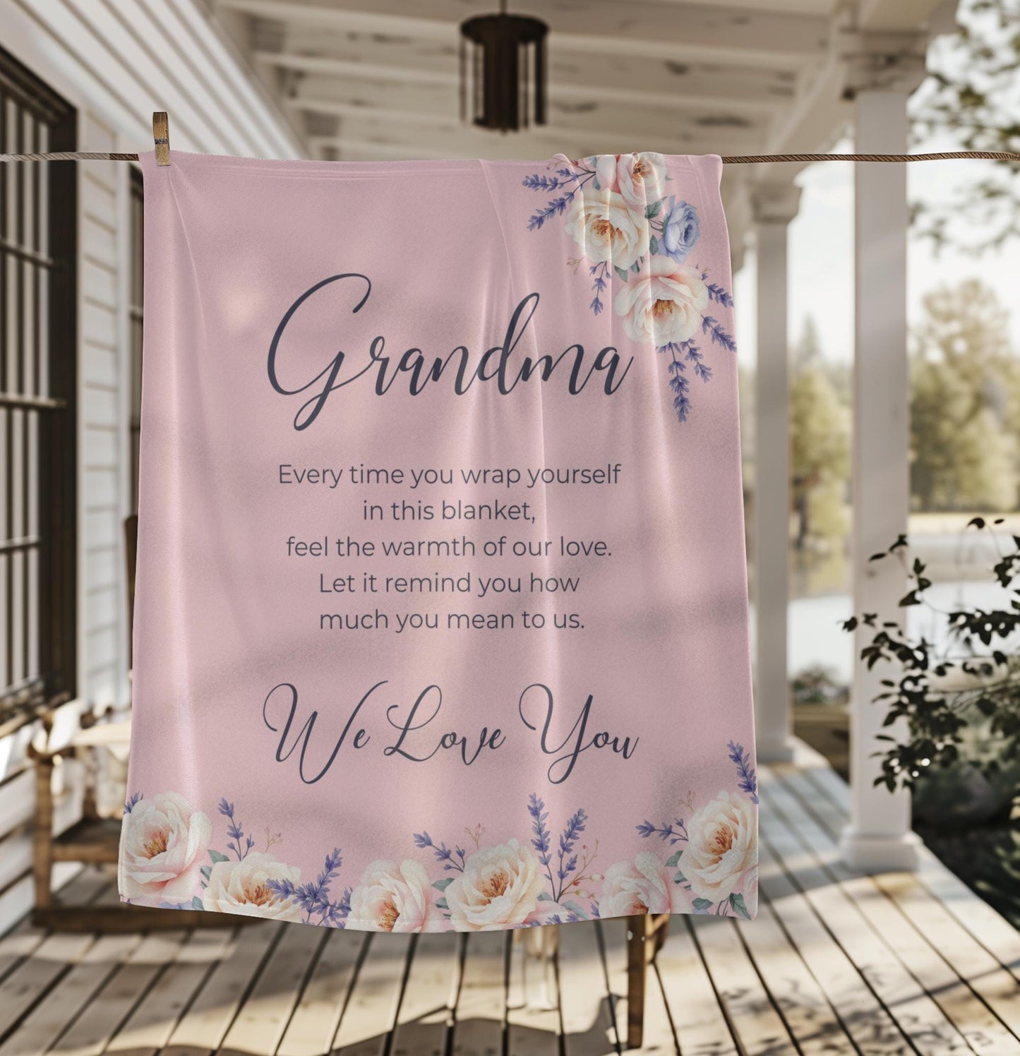 Heartfelt Grandma Sherpa Fleece Cozy Throw Blanket