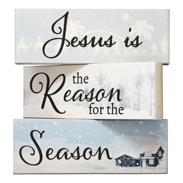 Christmas Decor, Jesus Is the Reason for the Season Mini Wood Block Signs, Christmas Decorations, Tiered Tray Decor, Holiday Decor, Christmas Nativity Signs