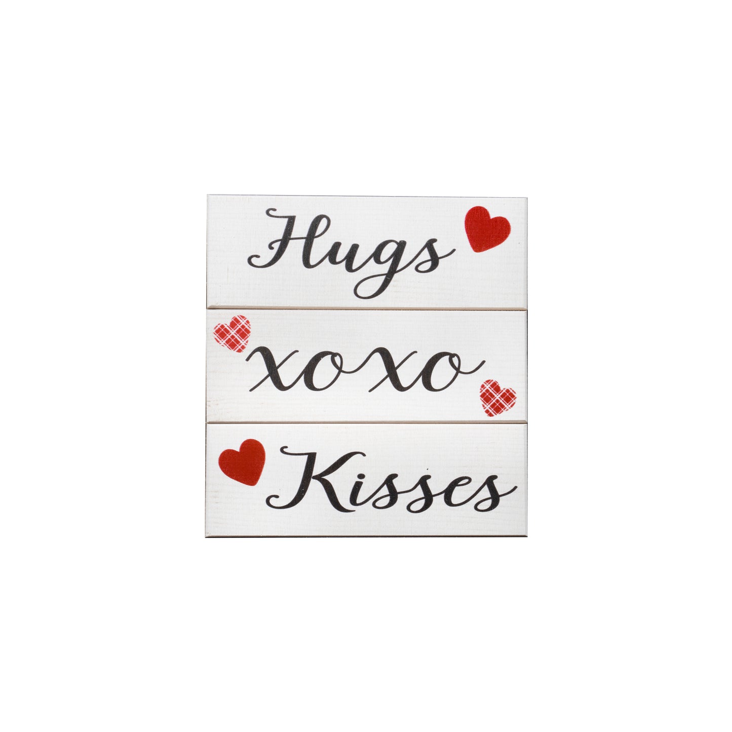 Valentines Day Decorations, Hugs Kisses Valentines Sign Decor Gift, 3 Pieces Mini Wood Block Set, Valentine's Decor, Valentine's Day Tiered Tray Table Decorations