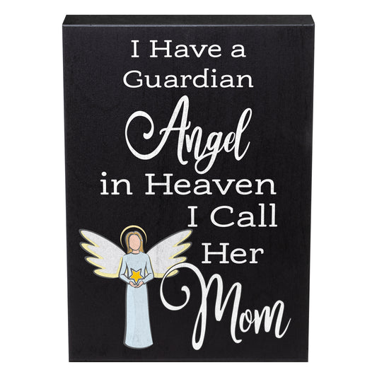 JennyGems Sympathy Gifts for Loss of Mother, Guardian Angel Mom in Memory Of Memorial Gifts, 6x8 Inch Wood Sign, Bereavement Gifts Loss of Mom Remembrance Gifts Condolence Gifts