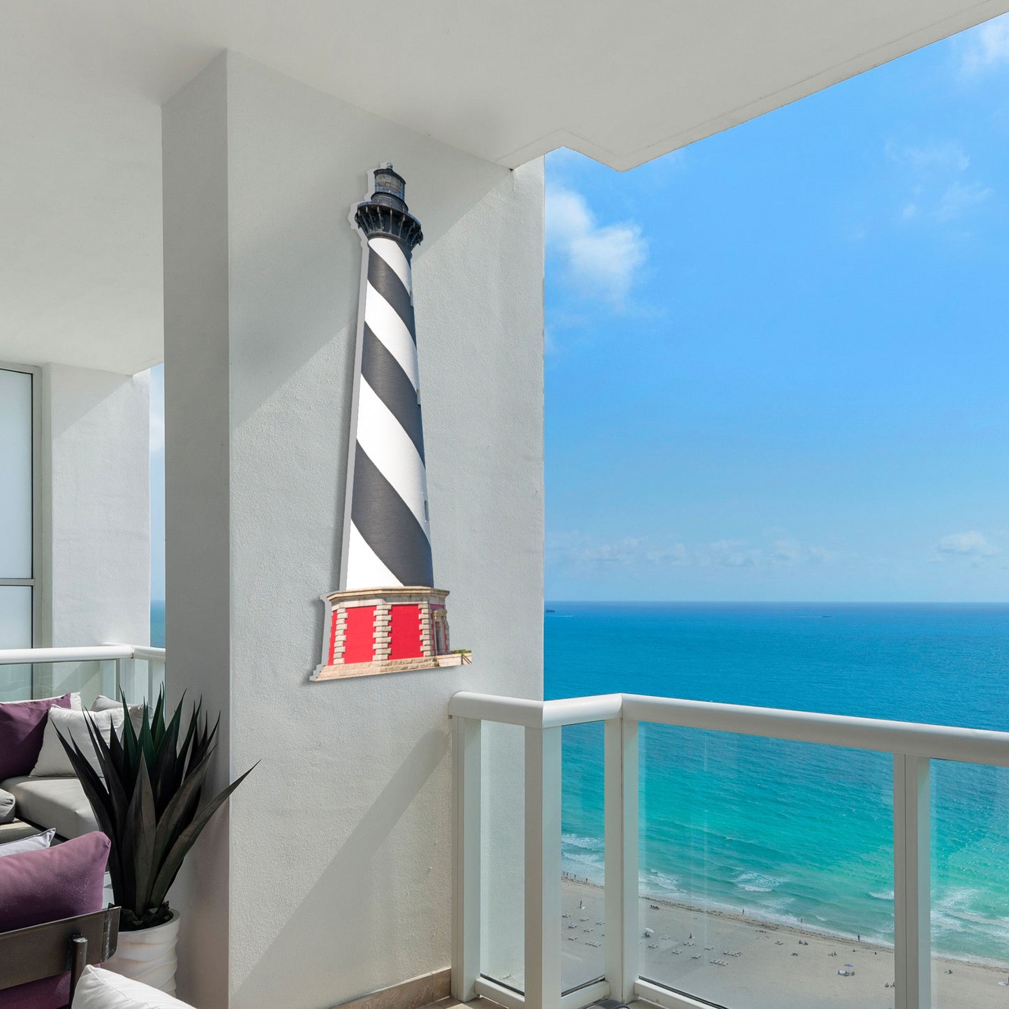 Lighthouse Wall Art, Cape Hatteras North Carolina Lighthouse Sign, Indoor Outdoor Weatherproof PVC Decor, 4 feet