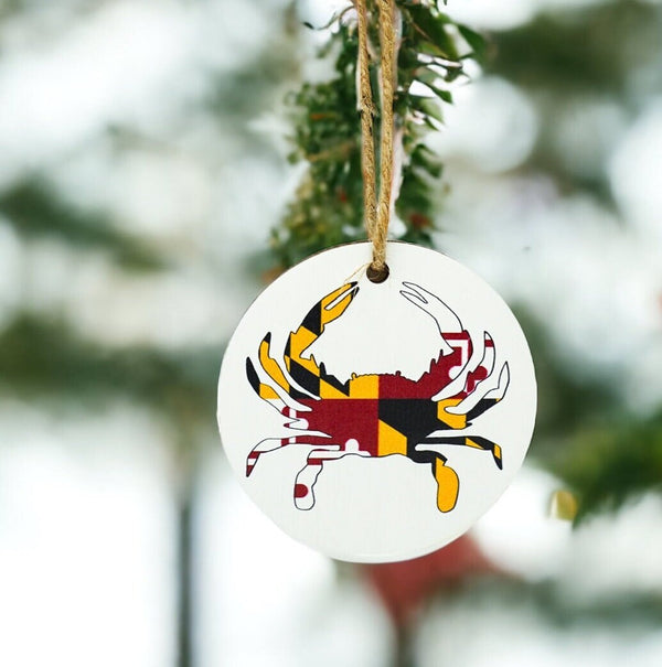 Maryland Crab and Flag Christmas Ornament