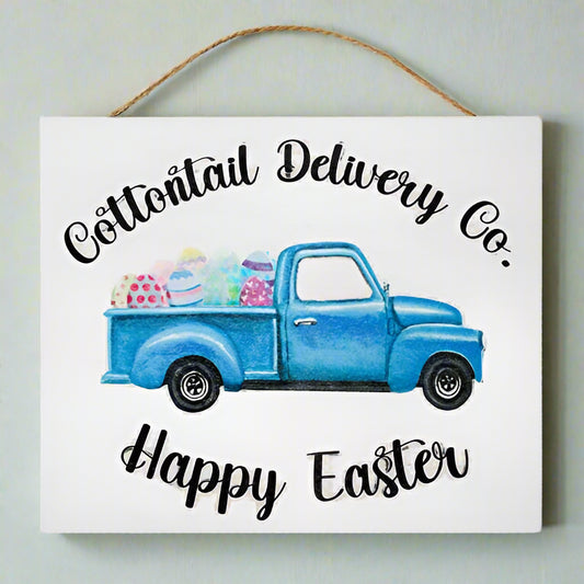 Cottontail Delivery Co Happy Easter Hanging Door Sign.