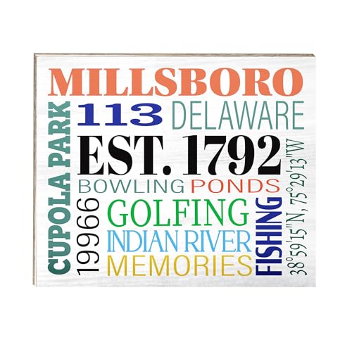 JennyGems Millsboro Delaware Gifts, Delaware Souvenirs, Shelf and Wall Art, Made in USA