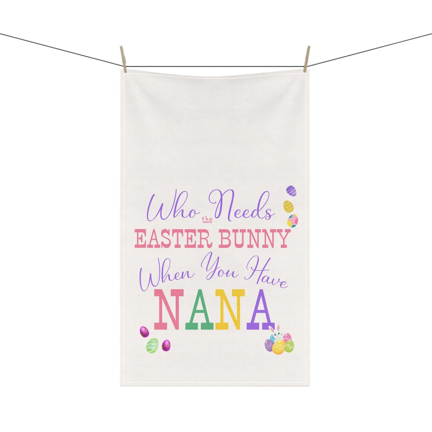 Easter Bunny Tea Towel, Nana Gift for Kitchen, Cotton Towel, Poly Towel, Easter Theme Decor, Kitchen Decor