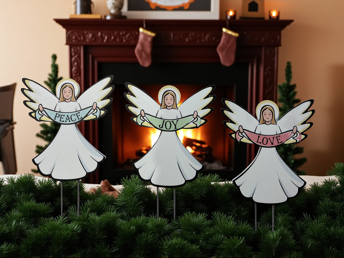Christmas Angel Yard Signs Set of 3 - Outdoor Christmas Decor, Holiday Decor