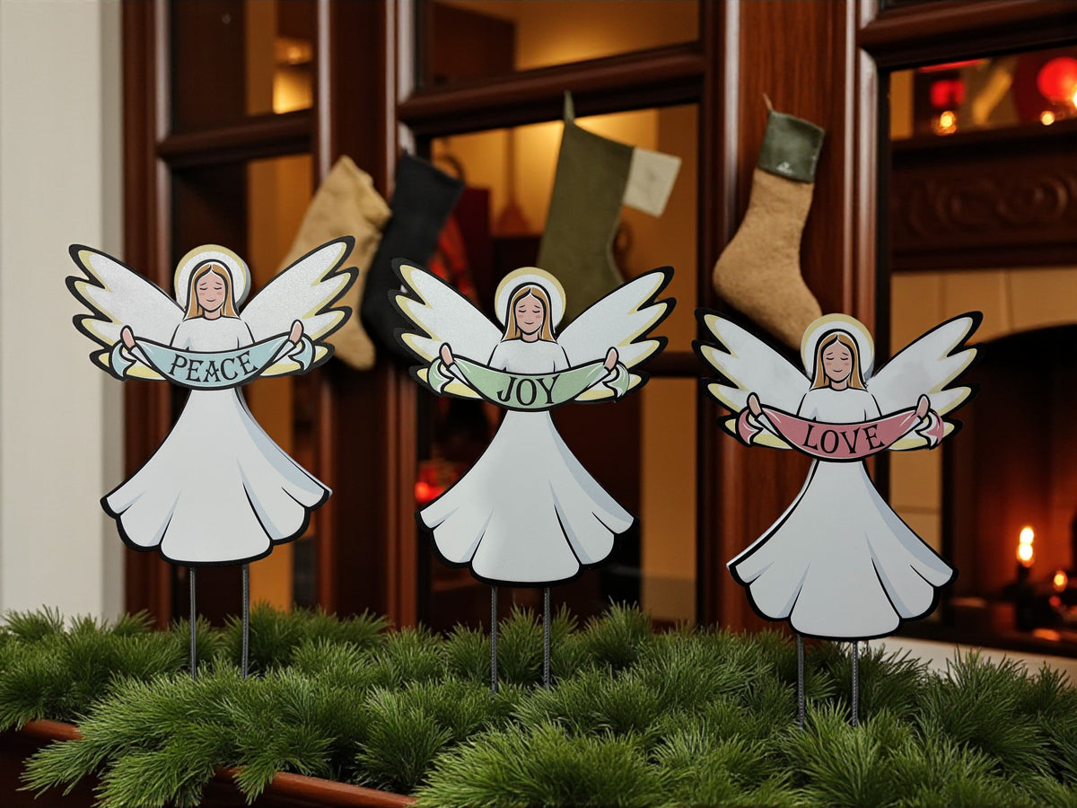 Christmas Angel Yard Signs Set of 3 - Outdoor Christmas Decor, Holiday Decor