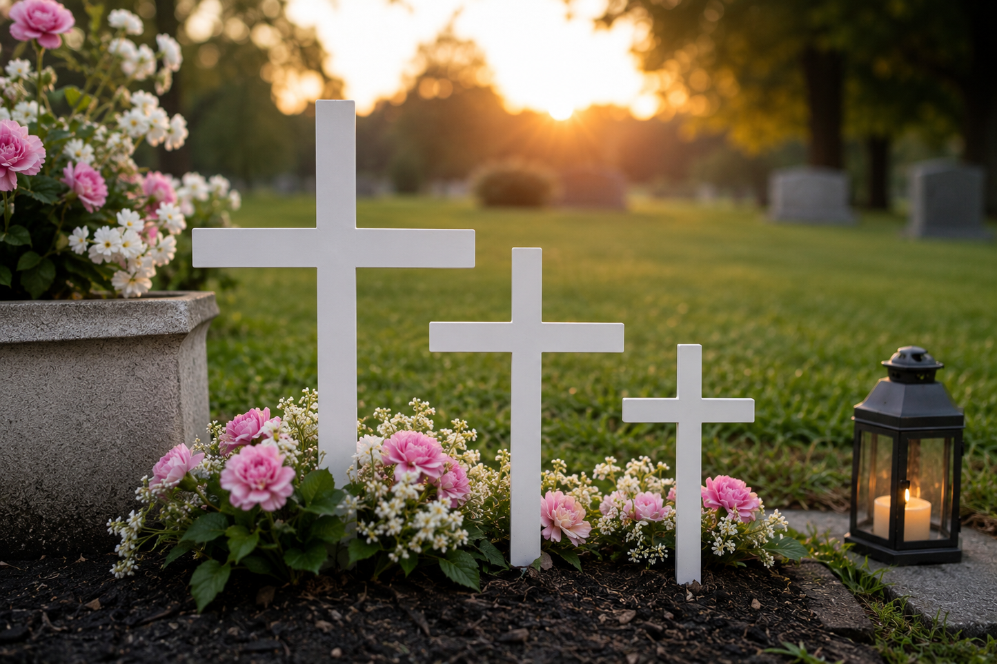 Cemetery Cross, White PVC, Indoor Outdoor