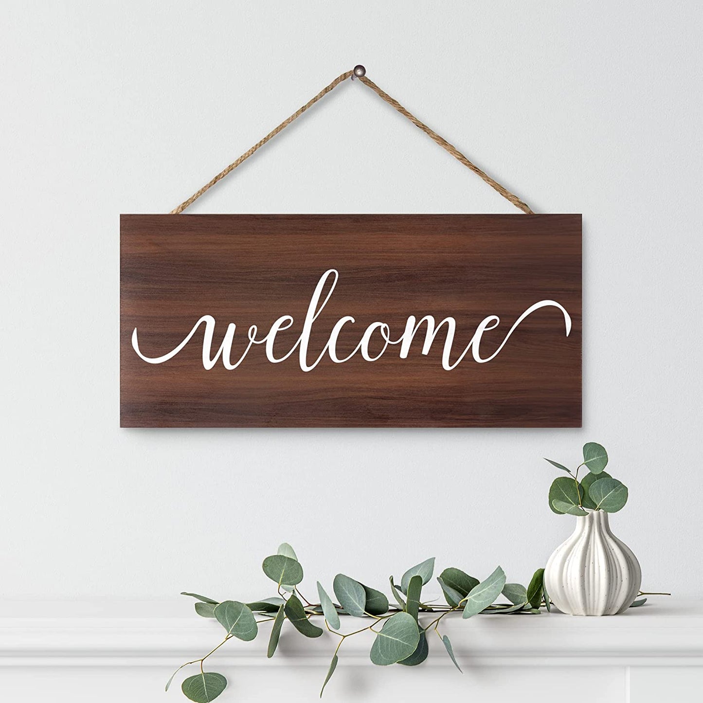 JennyGems Welcome Sign, Welcome Sign For Front Door, Front Porch Sign, Welcome Porch Sign, Housewarming Gift, Rustic Farmhouse Home Decor, 6x13 Inch Wood Hanging Sign, American Made