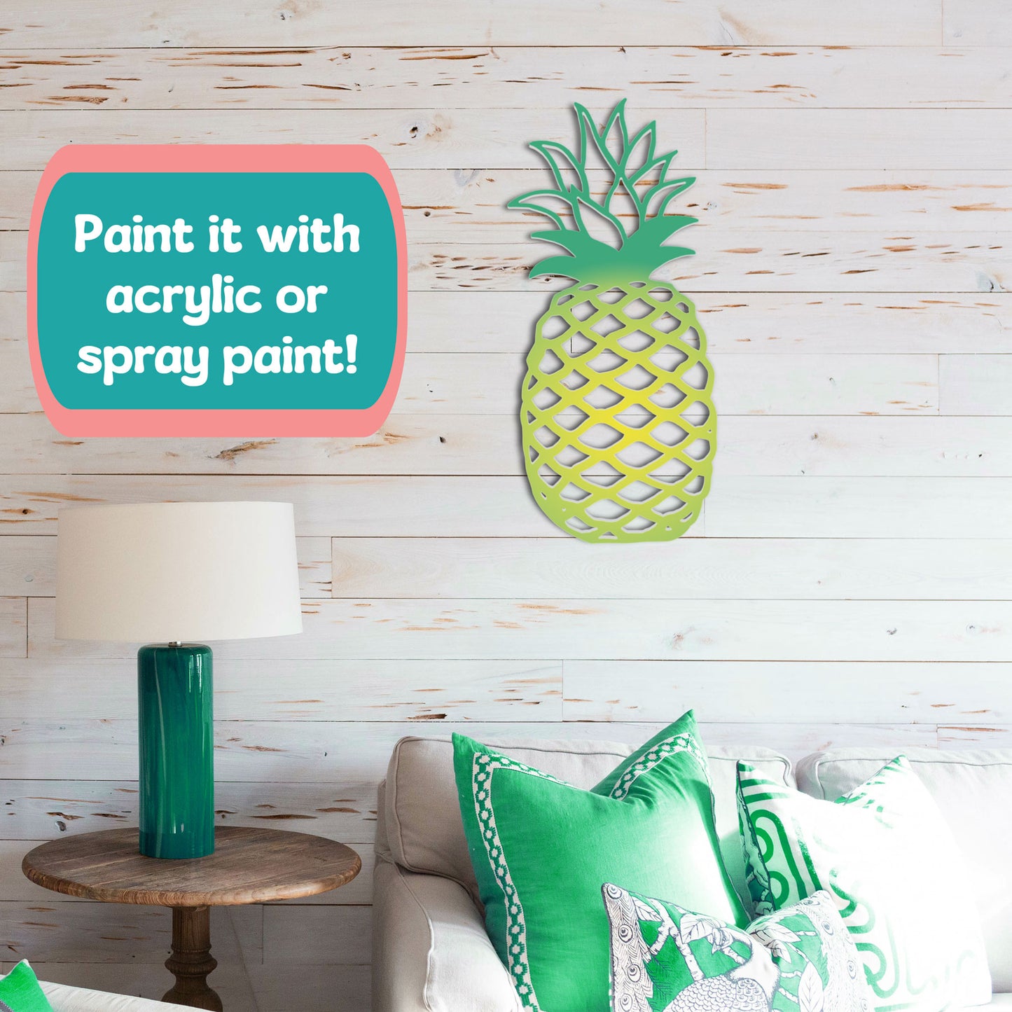 Outdoor Pineapple Wall Art – Tropical Beach House PVC Decoration for Pool, Patio, or Coastal Cottage Décor – Weatherproof Pineapple Sign 3 Foot