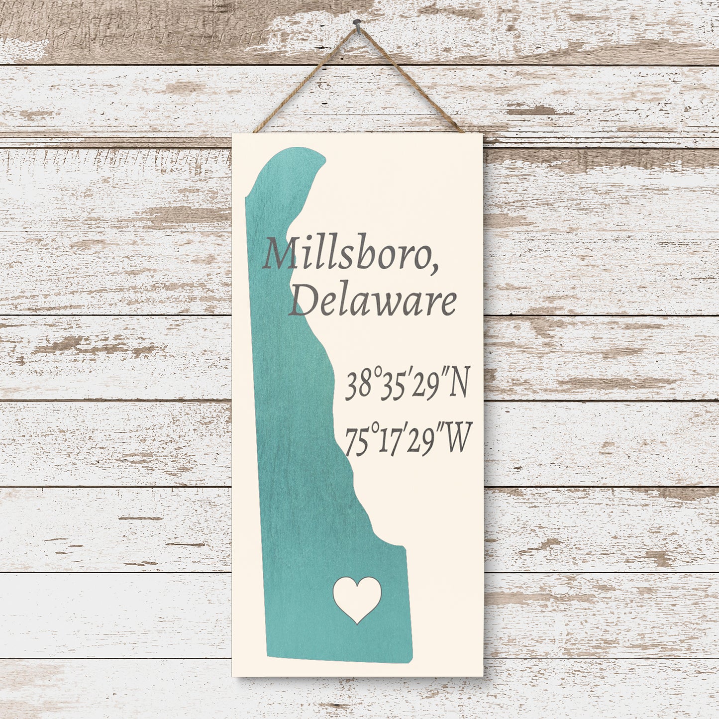 JennyGems Millsboro, Delaware Nautical Wooden Sign, Delaware Gifts, Made in USA