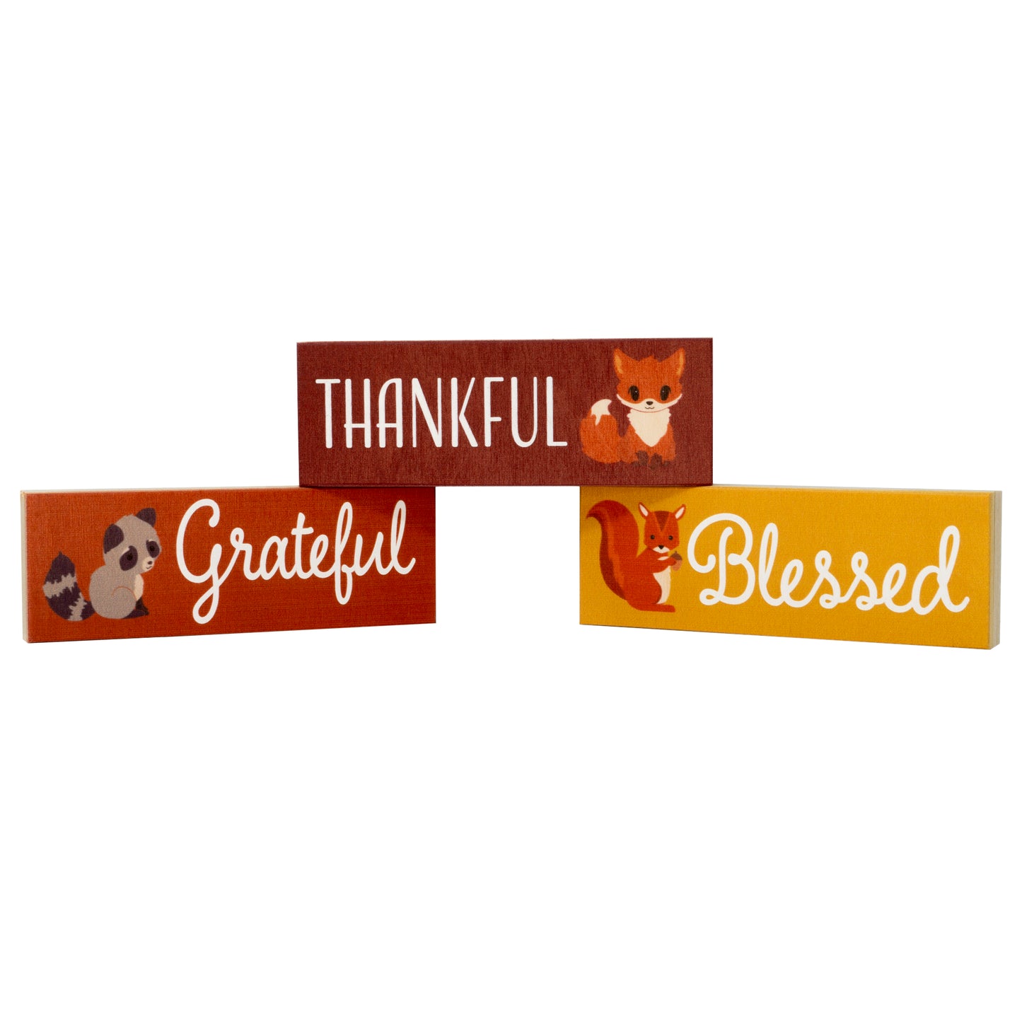 JennyGems Grateful Thankful Blessed Fall Decor, 3pc Wooden Block Sign Set, Fall Tiered Tray, Fall Decorations, Autumn Thanksgiving Decor, Made in USA
