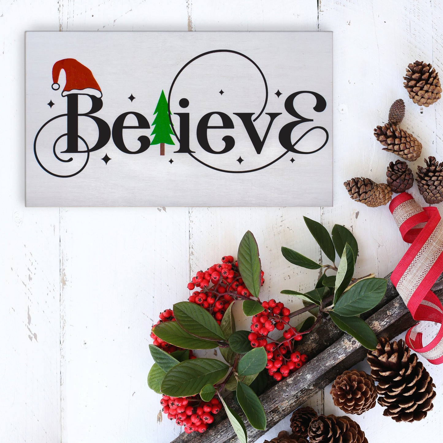 Christmas Decorations, Christmas Decor, Believe Wood Standing and Wall Decor Sign, Holiday Decor for Christmas, Holiday Gifts