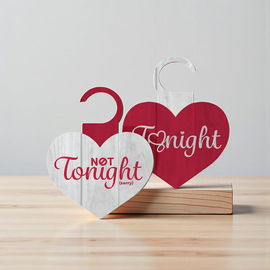 Funny Date Night Decision Sign for Him or Her, Tonight Not Tonight Reversible Door Hanger, Couples Gift, Made in USA