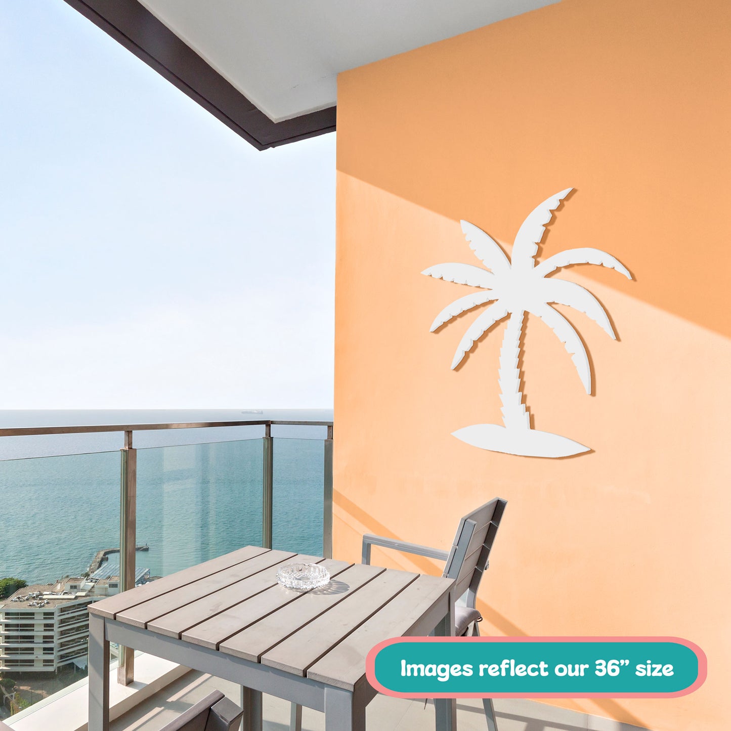 Outdoor Palm Tree Wall Art Beach House Decor – Tropical Palm Tree Sign – Weatherproof PVC Coastal Wall Hanging, 3 Foot