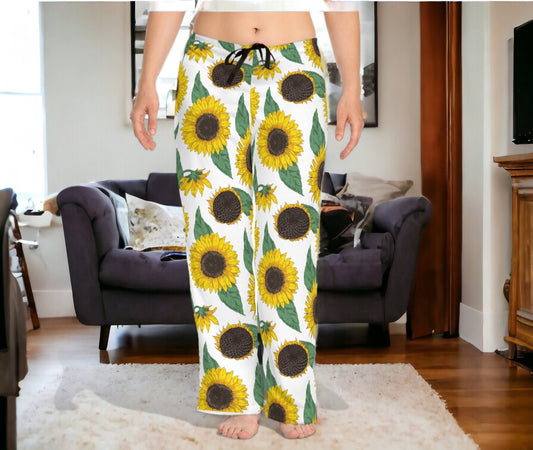 Sunflower Pajama Pants – Cozy Women's Loungewear, Perfect Christmas Gift for Sunflower Lovers, Comfortable Pajama Bottoms, Holiday Gift Idea