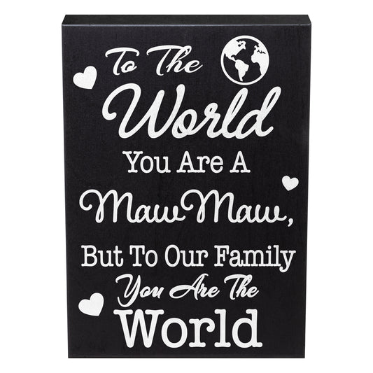 JennyGems Maw Maw Gift Sign Decor Plaque, Mawmaw Gift Wall Hanging and Tabletop Box Sign, 6x8 Inch Wood Sign, Made in USA