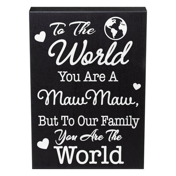 Maw Maw Gift Sign Decor Plaque, Mawmaw Gift Wall Hanging and Tabletop Box Sign, 6x8 Inch Wood Sign, Made in USA