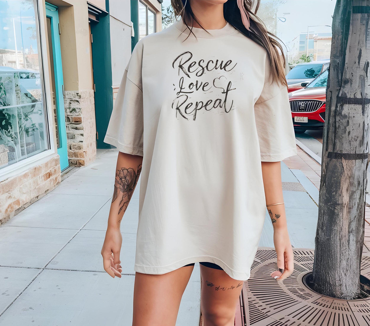 Rescue Dog Tshirt, Support Rescue Dogs Gift, Rescue Love Repeat, Unisex