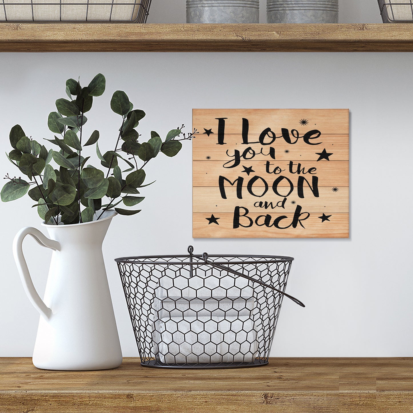 JennyGems I Love You To the Moon and Back Wooden Sign, Home Decor for Anniversary, Gifts for Girlfriend Wife, Farmhouse Wall Art, Made in USA
