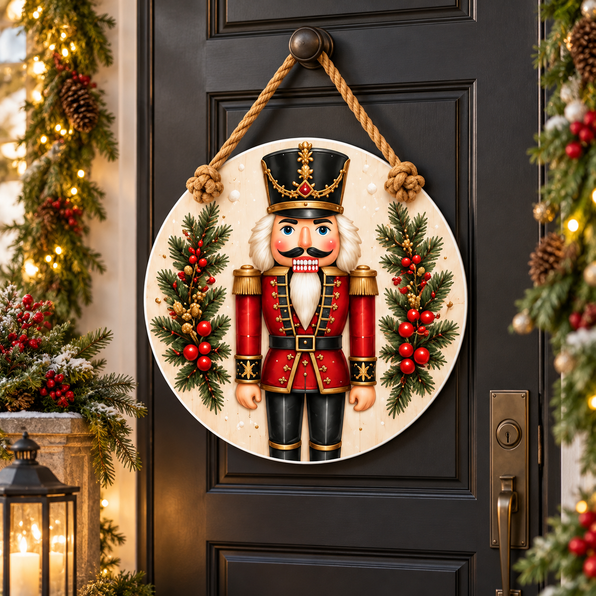 Nutcracker Christmas 15-3/4-Inch PVC Rope Door Hanger porch lifestyle