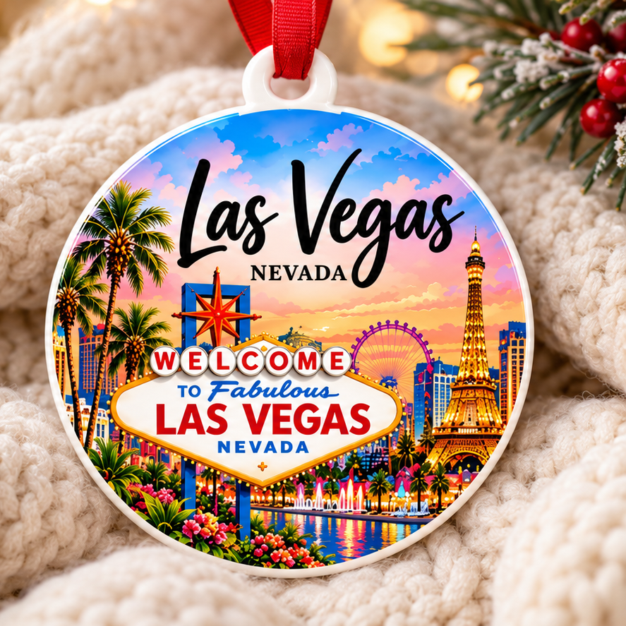 Las Vegas Nevada Christmas Ornament - PVC Travel Souvenir